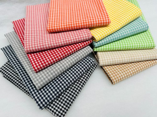 Mini gingham linen fabric - gingham,