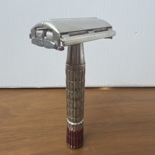 1955 Gillette Super-speed Red Flare Tip TTO Safety Razor A-4 w  Case