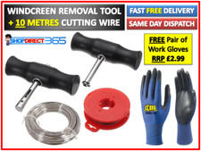 WINDSCREEN GLASS CUTTING OUT REMOVAL WIRE & HANDLES PLUS CHEESE WIRE TOOL KIT 27