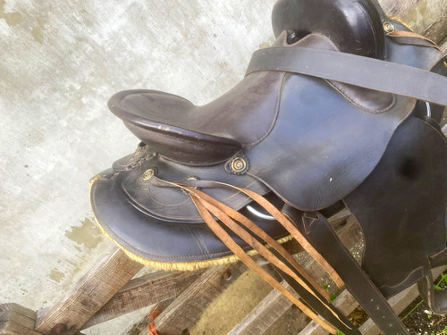 Black leather western horse - western,