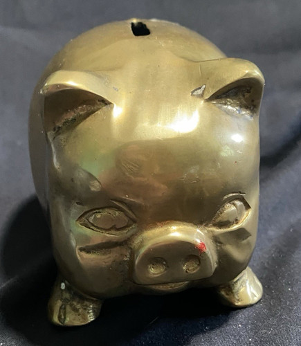 Brass pig piggy bank - pig, vintage