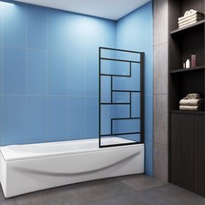 800x1400mm Aica matt black frame unique design Pivot Shower Bath Screen