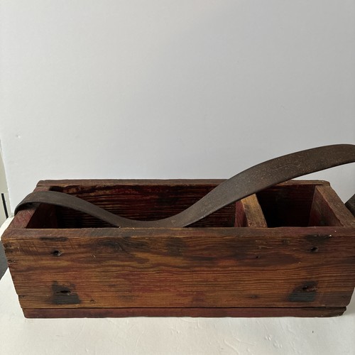 Vintage wood tool box leather - vintage,