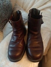 MENS BROWN LEATHER LEVI BIKER BOOTS 7.5 EU 42 LEATHER SOLE PRE-LOVED SEE PICS