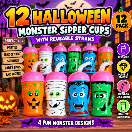 Halloween monster sipper - 12,