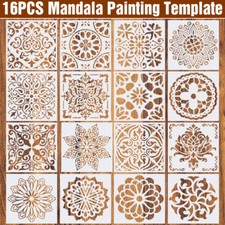 16pcs Mandala Drawing Dot Painting Templates Stencils Tool For DIY Art Decor UK