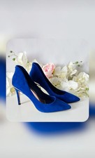 Ted Baker Suede Royal Blue High Heels Size 5 Eu 38 Very Good Condition.