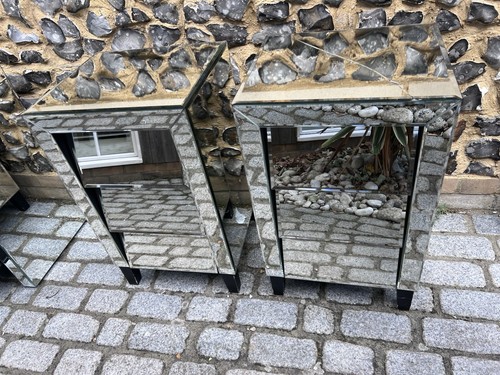Pair mirrored side tables - pair,