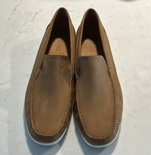 Ecco men brown leather - brown, slip-on