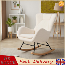 High Back Nursery Rocking Chair Teddy/Velvet Fabric Glider Rocker Armchair Chair