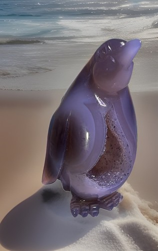 Stone penguin figurine carving - figurine,