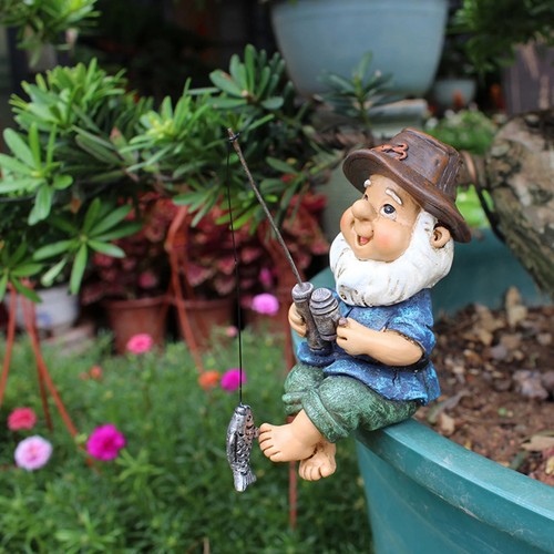 Garden gnome fishing statue - fishing,