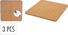 3 x Square Cork Placemats Set