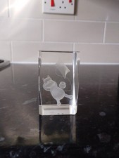 Winnie The Pooh Flying A Kite 3D Laser Etched Crystal Glass Prism / Paperweight
