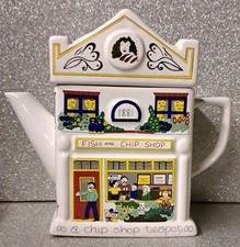 English Life Teapot by WADE , A Chip Shop