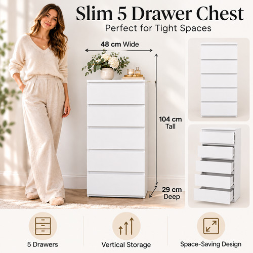 White slim drawer - white,