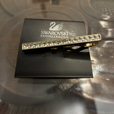 Swarovski Tie Clip Crystal Pin Gold Tone