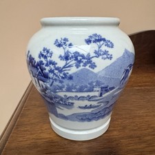 Antique C.1900s Fortnum&Mason Blue&White Porcelain Vase Pratt’s Native Scenery