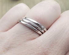 Set of Three Sterling Silver 1.5mm Faceted Stacking Rings 