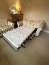 Marks And  Spencer Cream Leather Sofa Bed