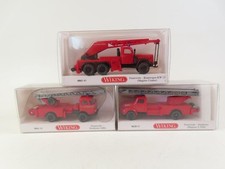 Wiking Lot of 3- Fire Department Turntable Ladder & Crane Truck, 1/87, MIB!