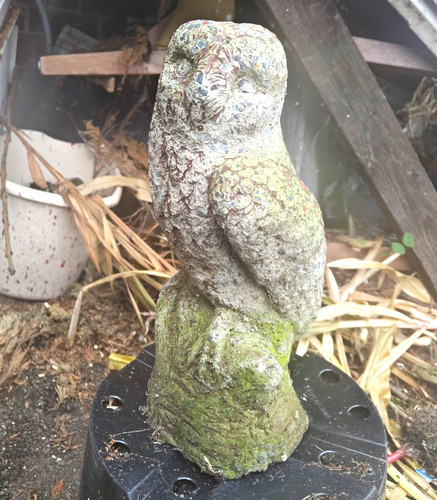 Stone owl garden statue lawn - owl,