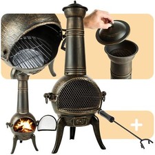 Large Cast Iron Chiminea Fireplace Garden Patio Heater Barbecue 115cm BBQ New