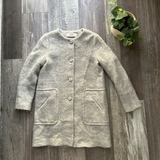 Zara Size M Button Down Mohair Wool Blend Coat