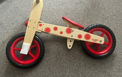 Red wheel wooden balance bike - wheel,