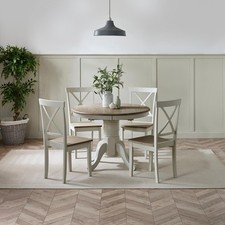 Padstow Wooden Extending Round Dining Table & 4 Millford Chairs