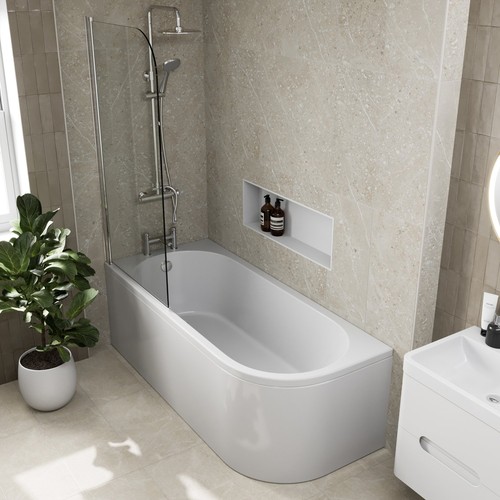 Shaped shower bath - bath, left