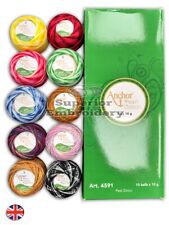 10 Multi Colour Anchor Pearl Cotton Embroidery Crochet Thread Balls size.8 UK