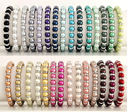 Elastic glass pearl diamante - glass, &