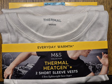 Marks & Spencer Thermal Heatgen+ 2 x Short Sleeve Vests White Medium 38-40"Chest