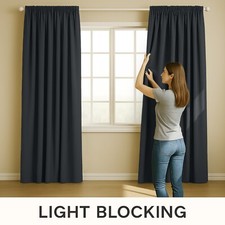 Thermal Blackout Curtains Pencil Pleat Tape Top Including Pair of Tie Backs All