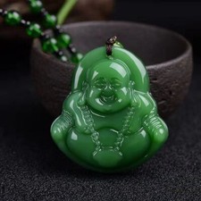 Natural Green Jade Necklace Pendant Hand-Carved Lucky Amulet Chain fashion Gift