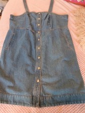 Tu Blue Cotton Denim Pinafore