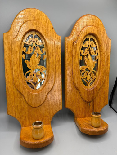 Vintage pair wooden wall - pair,