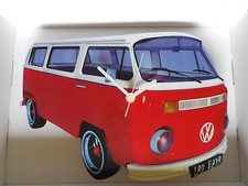 Red & White Bay Design Classic VW Camper Van Wall Clock.New & Boxed