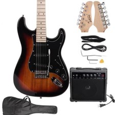 Glarry Full Size GST Electric Guitar 3-Pickup with 20W Amp Bag Strap Cable Kits