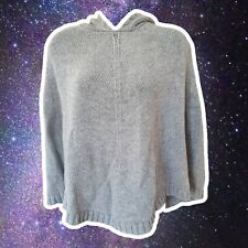 Fat Face Size Medium (8-14) Grey Wool Blend Knitted Hooded Poncho Cape Lagenlook