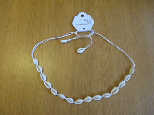 White cowrie shell - shell, necklace