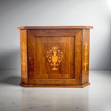 Wooden Brown Glossed Corner Cabinet w/ Motif 23x17" Preloved