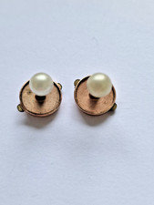 Vintage faux pearl press stud style collar studs