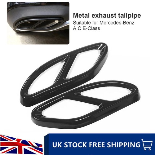 2pc black exhaust pipe tip - black,
