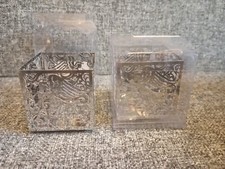 Pair Square Silver Coloured Filgree Christmas Angel Tea Light Holders New In Box