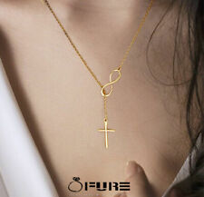 Faith Gold Cross and Infinity Necklace Gold 18K Gold Plated For Women Men Girls