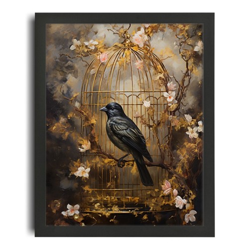 Black bird wall art - black,