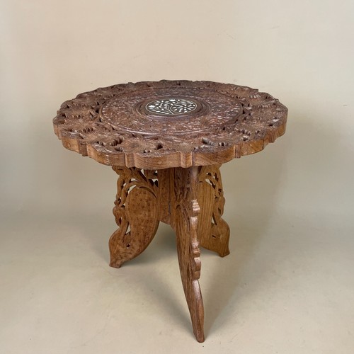 Carved wooden folding table - carved,