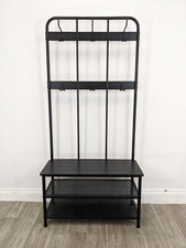COAT RACK STAND Hallway Coat Peg Boot Storage Black Metal Shelves FREE DELIVERY